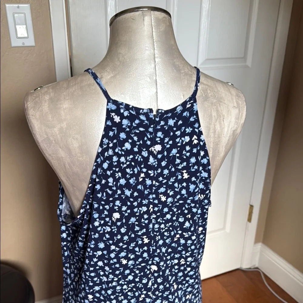Michael Kors Women’s Blue Floral Lightweight Knit Sleeveless Dress size Large